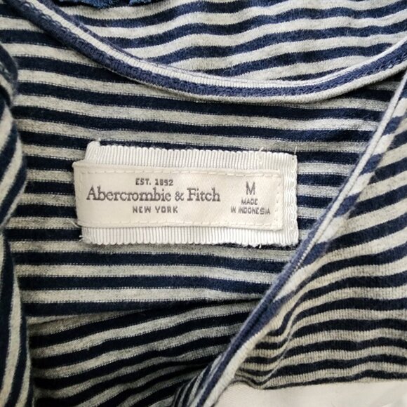 Abercrombie & Fitch Dress Womens Med Striped Fit & Flare Navy/White Lace Waist - Picture 4 of 5
